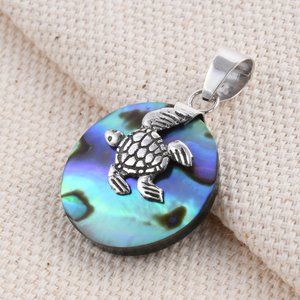 Abalone Shell Turtle Pendant in Sterling Silver